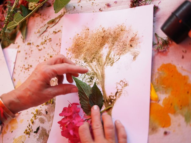 Creative handmade workshop with natural flowers.